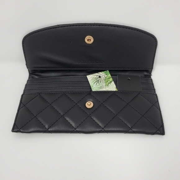 BADGLEY MISCHKA BLACK QUILTED TOP HANDLE PURSE NWOT BLACK WALLET FAUX LEATHER - Picture 6 of 16